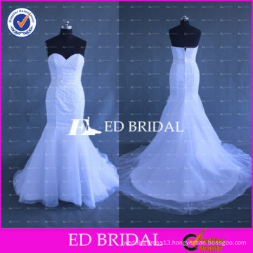 New Arrival Heavy Beaded Sweetheart Mermaid White Organza Wedding Dress 2017